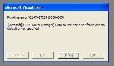 Data source name not found and no default driver specified